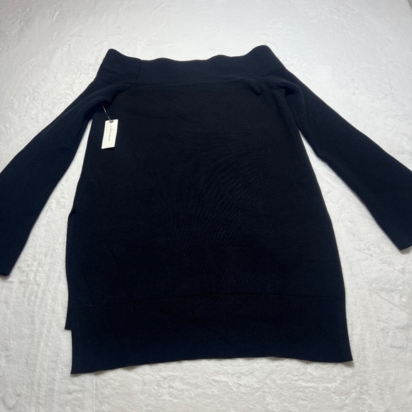 Anthropologie Elise Black Off The Shoulder Ribbed Thick Knit Tunic Sweater - Picture 2 of 8
